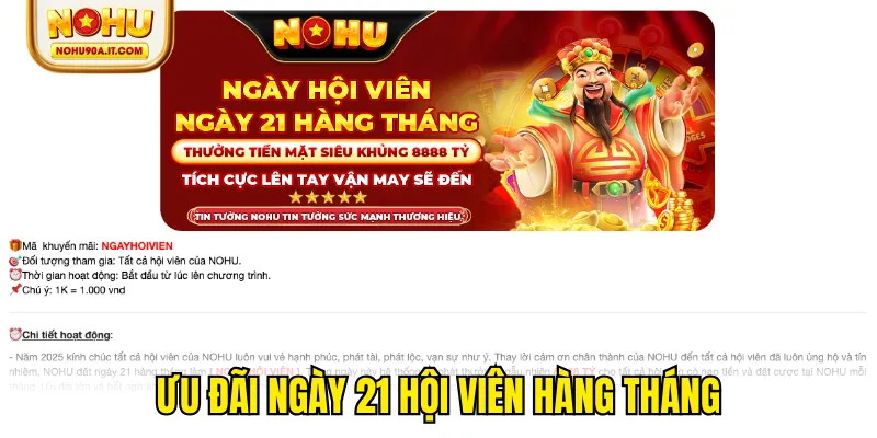 Ưu đãi ngày 21 hội viên hàng tháng